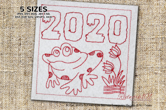 Cute Froggie with Lotus Flower Redwork Review