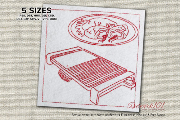 Electric Grill Redwork: A Designer’s Stitch Test